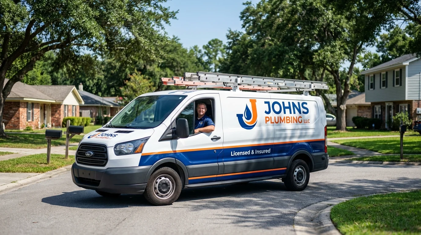 Johns Plumbing LLC service van in South Elgin, IL