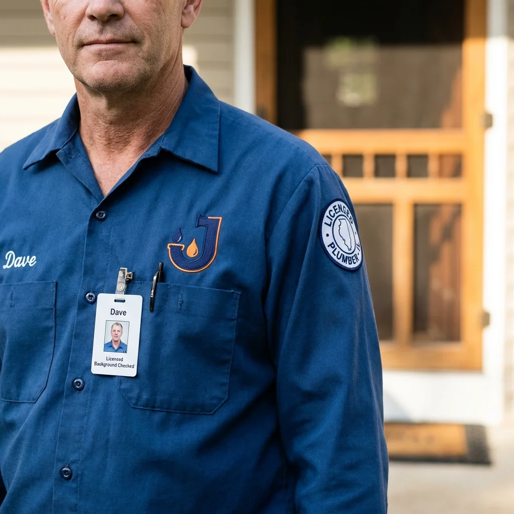 Licensed plumber showing ID badge in South Elgin, IL