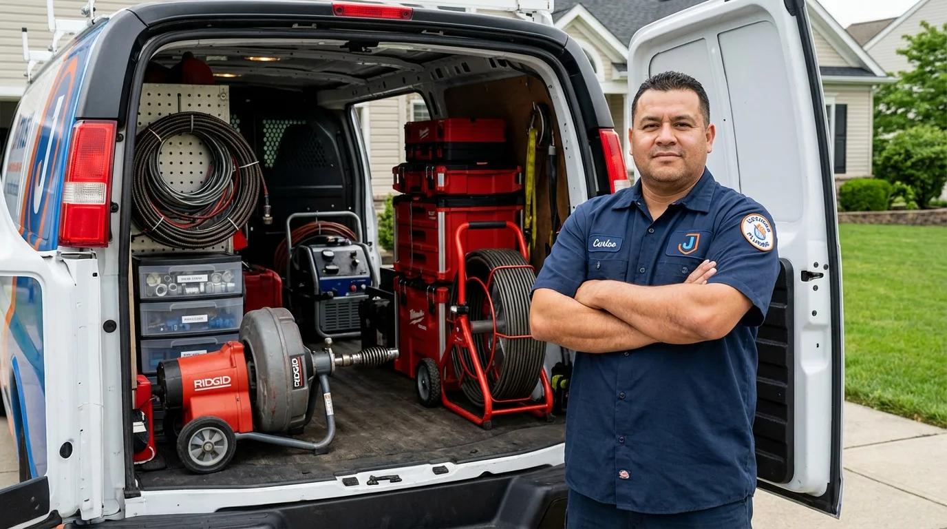 Professional drain cleaning equipment and Johns Plumbing LLC plumber in South Elgin