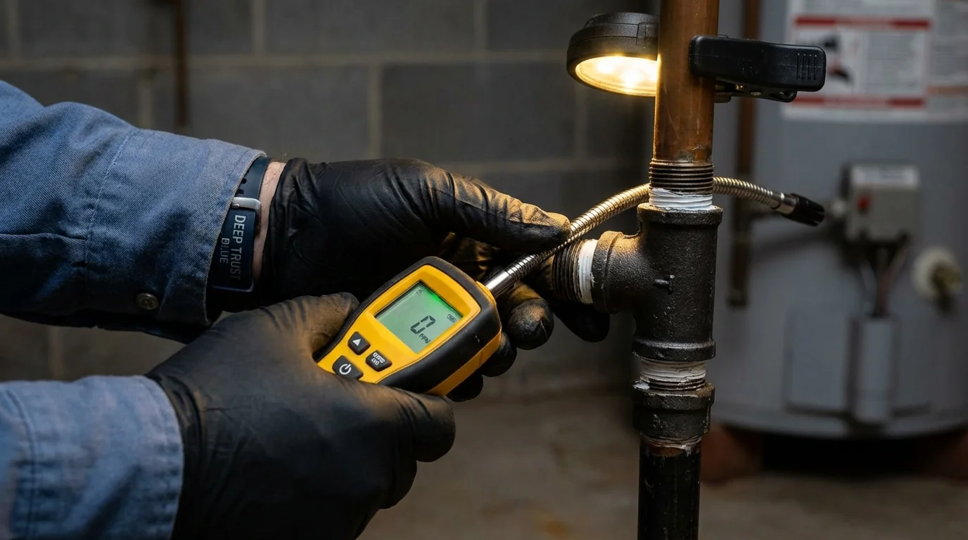 Gas leak detection with electronic sniffer by Johns Plumbing LLC in South Elgin