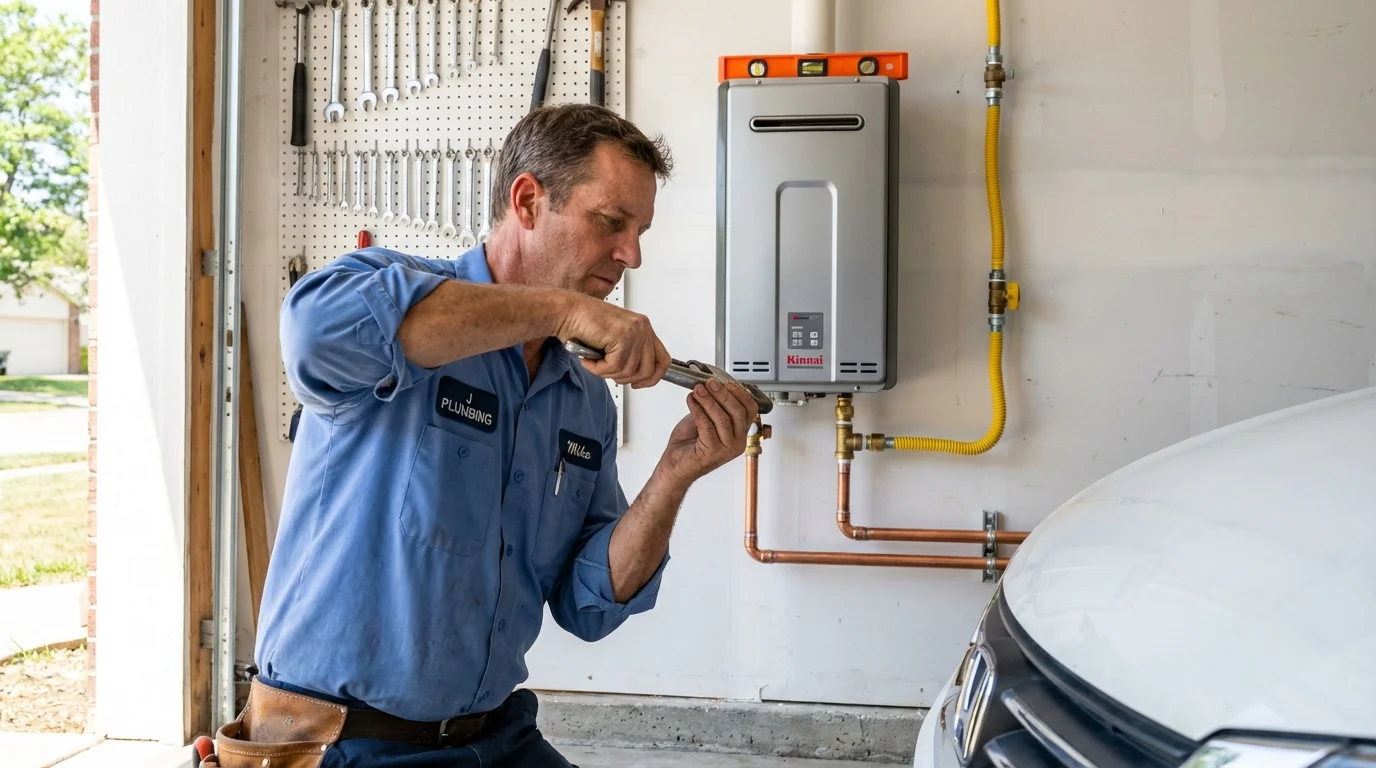 Tankless water heater installation by a Johns Plumbing LLC plumber in South Elgin